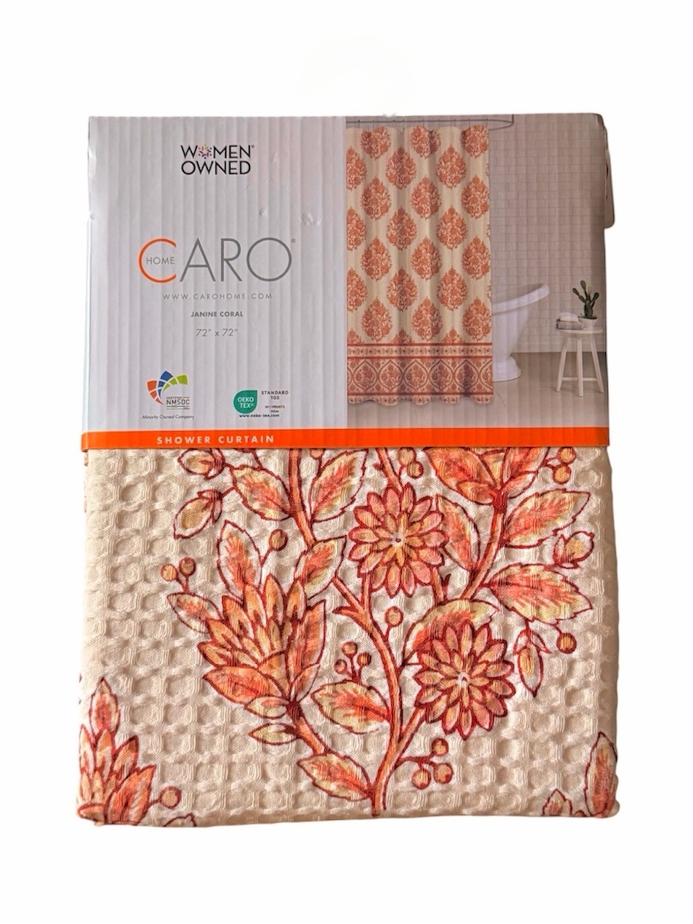 NWT 72” x72” Caro Home Janine Coral Shower Curtain-Great Fall Color